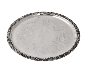 Salver  13.5" Engraved English Silver Plate c.1900