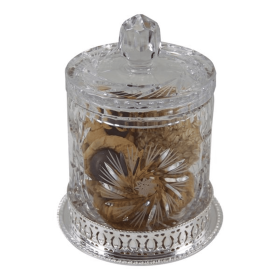 Cookie Jar With Cameo Gallery Silver Plated Base and Cut Crystal Body & Lid
