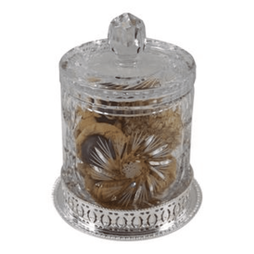 Crystal Biscuit Box with Matching Crystal Lid & Double Diamond   Base