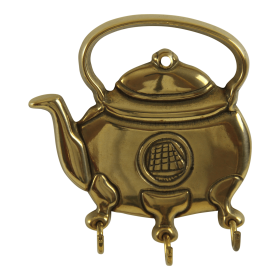 3 Hook English Brass Teapot Key Rack