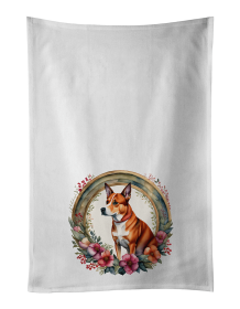 Basenji and Flowers Kitchen Towel Set of 2