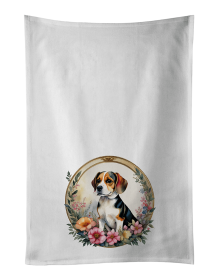 Beagle and Flowers Kitchen Towel Set of 2