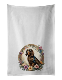 Field Spaniel and Flowers Kitchen Towel Set of 2