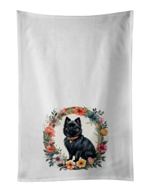 German Spitz and Flowers Kitchen Towel Set of 2