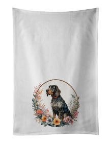 German Wirehaired Pointer and Flowers Kitchen Towel Set of 2