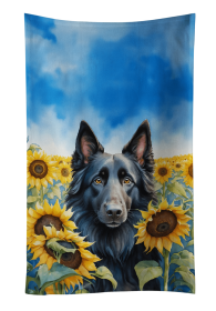 Belgian Sheepdog in Sunflowers Kitchen Towel