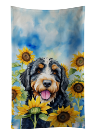 Bernedoodle in Sunflowers Kitchen Towel