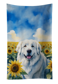 Great Pyrenees in Sunflowers Kitchen Towel