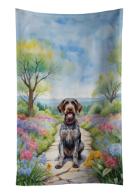German Wirehaired Pointer Spring Path Kitchen Towel