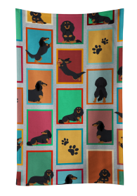 Lots of Longhaired Black Tan Dachshund Kitchen Towel
