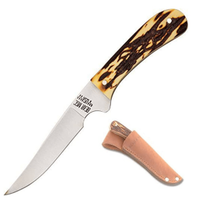 Bear & Son 751 Bird & Trout Stainless Steel 6.5" Knife Stag Delrin Handle
