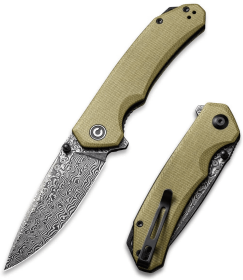 CIVIVI Brazen Knife Damascus Blade + Olive Micarta Handle