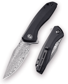 CIVIVI Baklash Knife Damascus Blade + Black G10 Handle