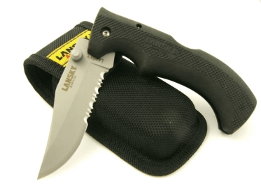 Lansky Easy Grip Knife + Nylon Sheath Ambidextrous Lockback Design Ambidextrous Lockback Design