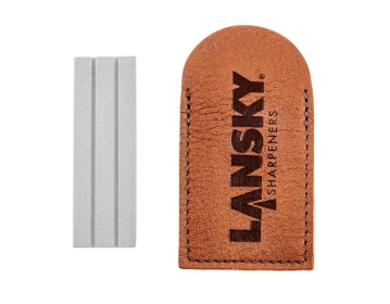 Lansky Pocket Arkansas Sharpening Stone + Leather Pouch 2 Special Grooves