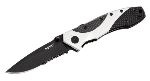 Ruko Shark Folding Knife Serrated Blade Anodized Handle