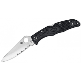 Spyderco Endura 4 Serrated Folding Knife Wave VG-10 Black Handle