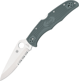 Spyderco Endura 4 Serrated Folding Knife Wave VG-10 Green Handle