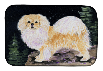 Starry Night Tibetan Spaniel Dish Drying Mat