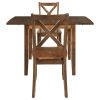 TOPMAX 3-Piece Wood Drop Leaf Breakfast Nook Dining Table Set with 2 X-back Chairs for Small Places, Brown