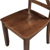 TOPMAX 3-Piece Wood Drop Leaf Breakfast Nook Dining Table Set with 2 X-back Chairs for Small Places, Brown