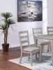 Classic Simple Rustic Gray Finish 7pc Dining Set Kitchen Dinette Wooden Top Table and Chairs Cushions Seats Ladder Back Chair Dining Room