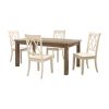 5pc Dining Set Natural Finish Table and 4x Side Chairs White Finish Wooden Kitchen Dining Room Furniture