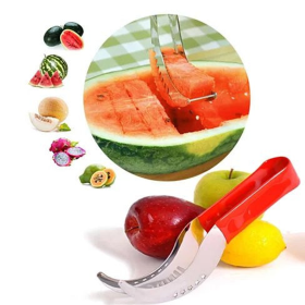 WOWZY RED Watermelon or any Melon Slicer and Cake Cutter (Style: Wowzy Steel with Red Silicone Grip Handle)