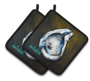 Oyster Pair of Pot Holders (Color: Brown Eye Oyster, size: 7.5 x 7.5)