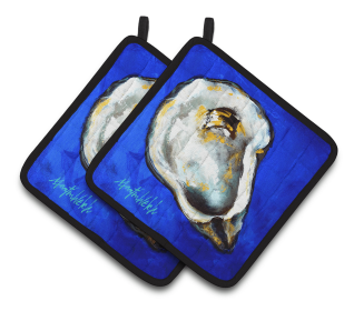 Oyster Pair of Pot Holders (Color: Oyster Gray Shell, size: 7.5 x 7.5)