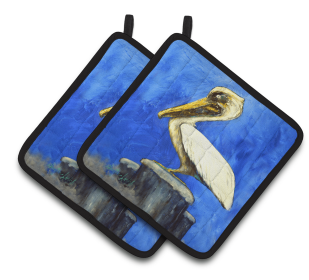 Pelican Pair of Pot Holders (Color: Pelican Texas Pete, size: 7.5 x 7.5)