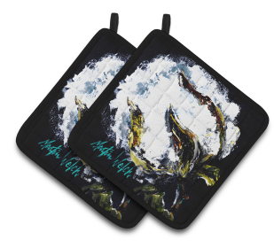 That Cotton Flower Pair of Pot Holders (Color: That Boll Cotton, size: 7.5 x 7.5)