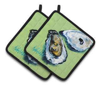 Oyster Pair of Pot Holders (Color: Two Shells Oyster, size: 7.5 x 7.5)