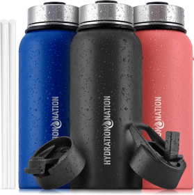 Hydration Nation Thermo Insulated Water Bottle (Color: MDNGHT-BLK, size: 18OZ)