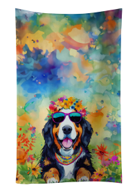 Bernese Mountain Dog Hippie Dawg Kitchen Towel (Color: 194030852767)