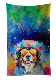 Bernese Mountain Dog Hippie Dawg Kitchen Towel (Color: 194030852774)