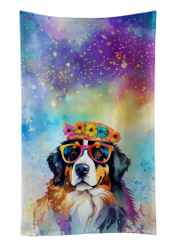 Bernese Mountain Dog Hippie Dawg Kitchen Towel (Color: 194030852798)