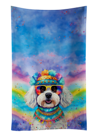 Bichon Frise Hippie Dawg Kitchen Towel (Color: 194030852828)