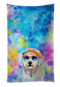 Bichon Frise Hippie Dawg Kitchen Towel (Color: 194030852835)