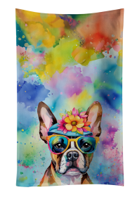Boston Terrier Hippie Dawg Kitchen Towel (Color: 194030852866)