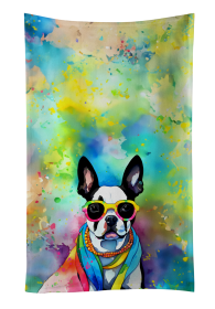 Boston Terrier Hippie Dawg Kitchen Towel (Color: 194030852873)