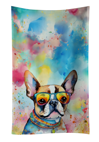 Boston Terrier Hippie Dawg Kitchen Towel (Color: 194030852880)
