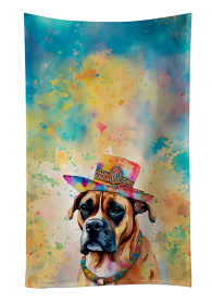 Boxer Hippie Dawg Kitchen Towel (Color: 194030852897)