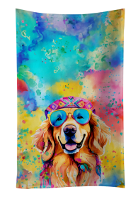 Golden Retriever Hippie Dawg Kitchen Towel (Color: 194030853306)