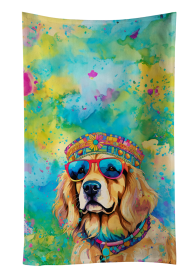 Golden Retriever Hippie Dawg Kitchen Towel (Color: 194030853313)