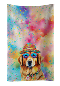 Golden Retriever Hippie Dawg Kitchen Towel (Color: 194030853320)