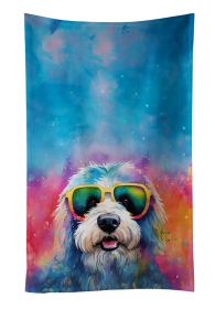Old English Sheepdog Hippie Dawg Kitchen Towel (Color: 194030853542)