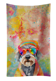 Schnauzer Hippie Dawg Kitchen Towel (Color: 194030853733)