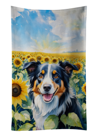 Border Collie in Sunflowers Kitchen Towel (Color: 198453048417)