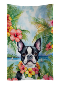 Boston Terrier Luau Kitchen Towel (Color: 198453416049)